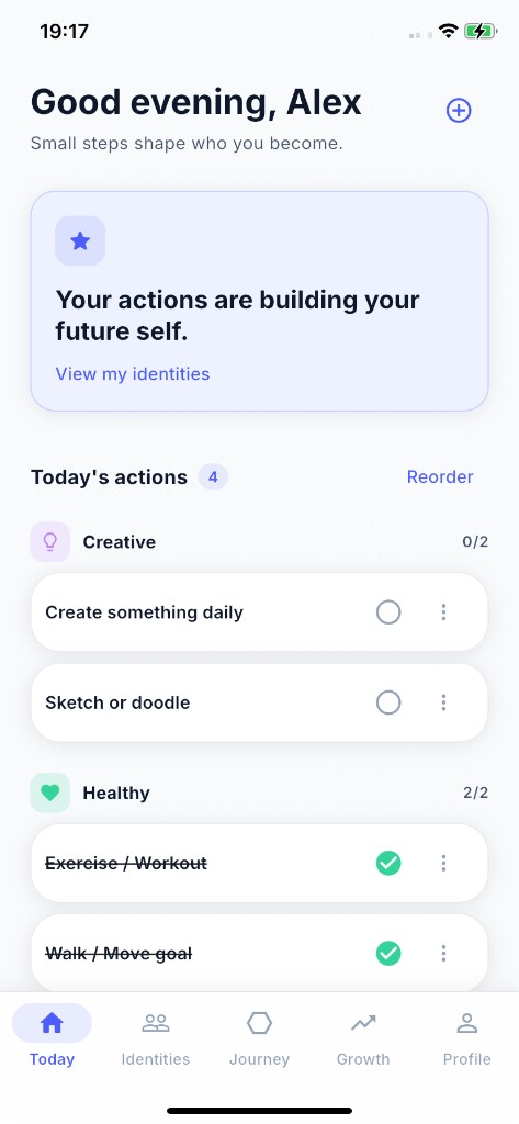 Ascend Today screen showing daily actions